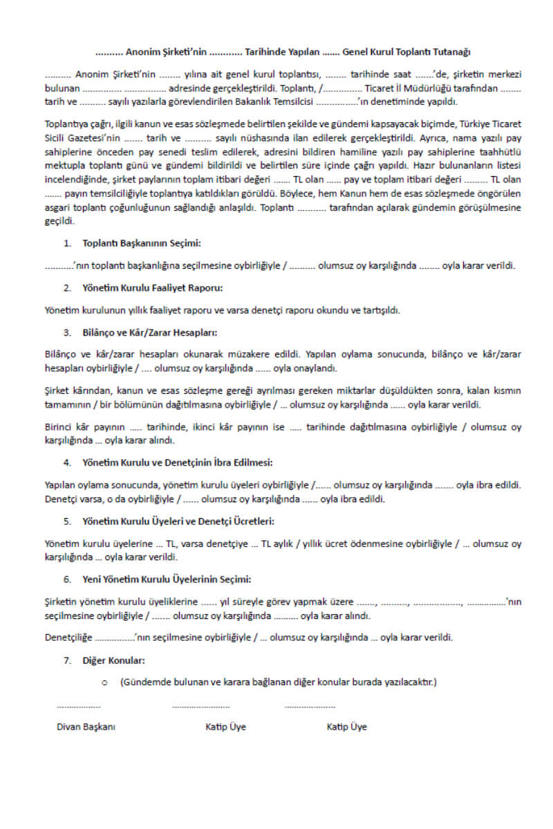 Genel Kurul Toplantı Tutanağı Nasıl Düzenlenir?